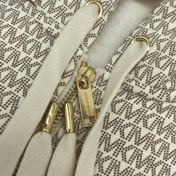 MICHAEL Michael Kors Logo Organic Cotton Blend Zip-Up Hoodie Bone - Picture 4 of 15